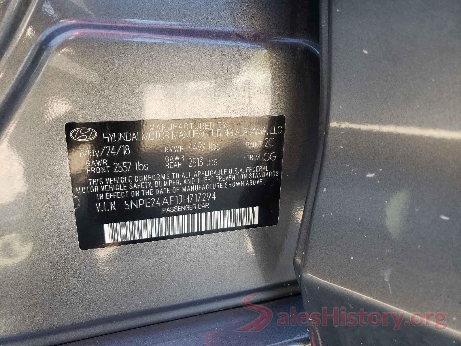 5NPE24AF1JH717294 2018 HYUNDAI SONATA