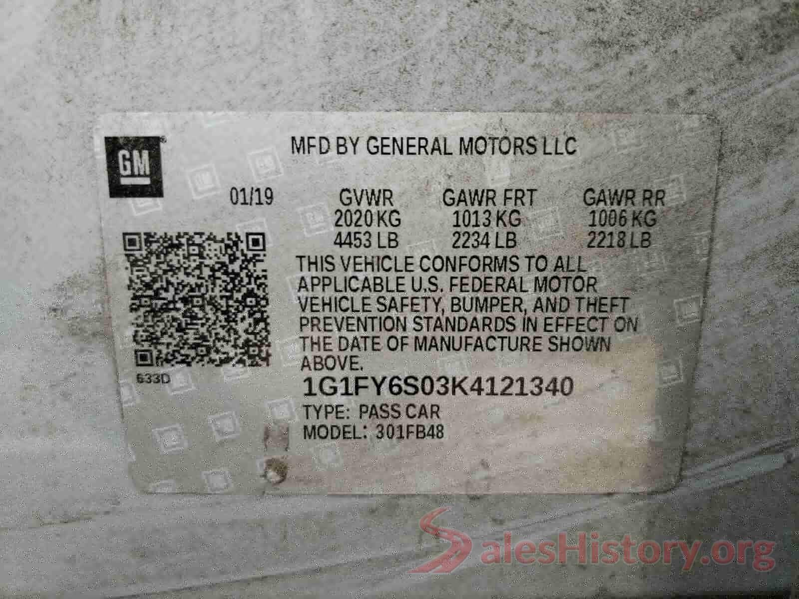 1G1FY6S03K4121340 2019 CHEVROLET BOLT