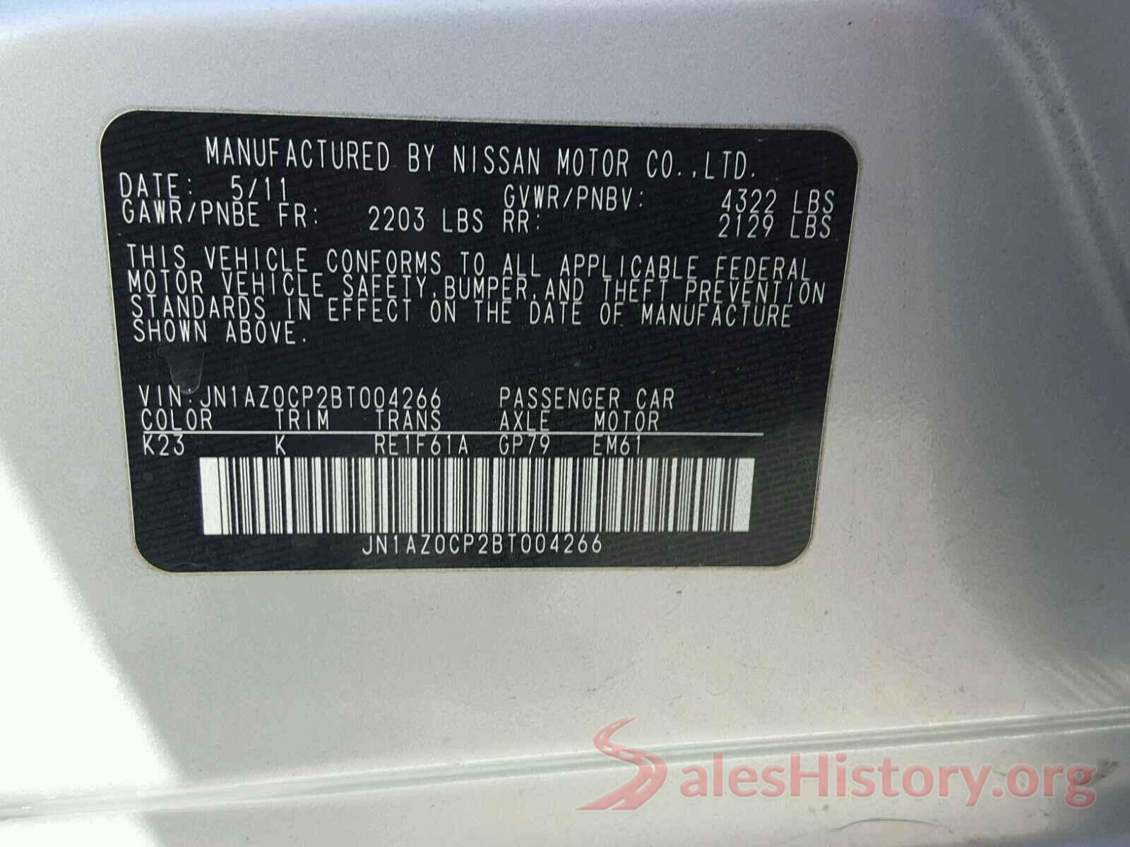 JN1AZ0CP2BT004266 2011 NISSAN LEAF