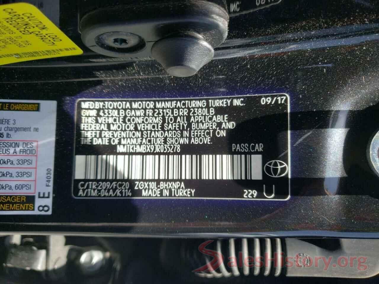 NMTKHMBX9JR035278 2018 TOYOTA C-HR