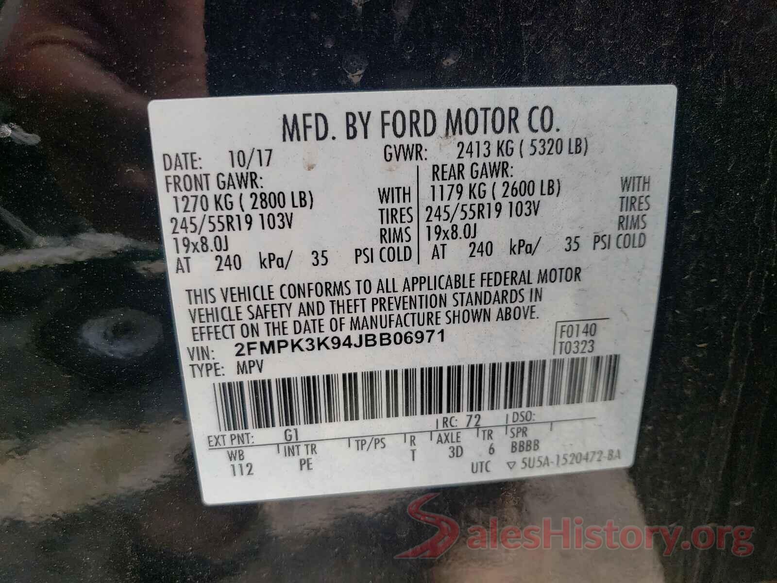 2FMPK3K94JBB06971 2018 FORD EDGE