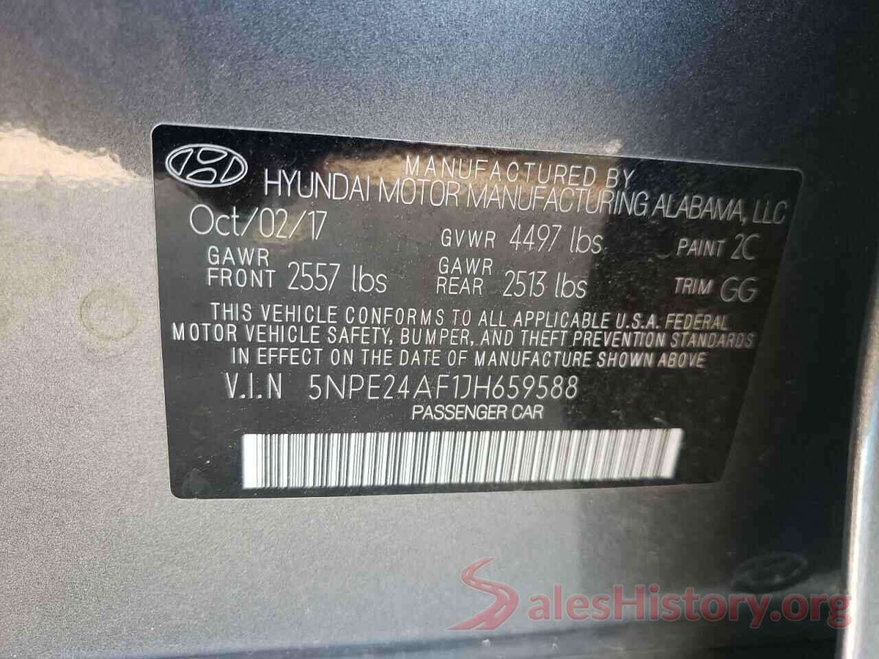 5NPE24AF1JH659588 2018 HYUNDAI SONATA