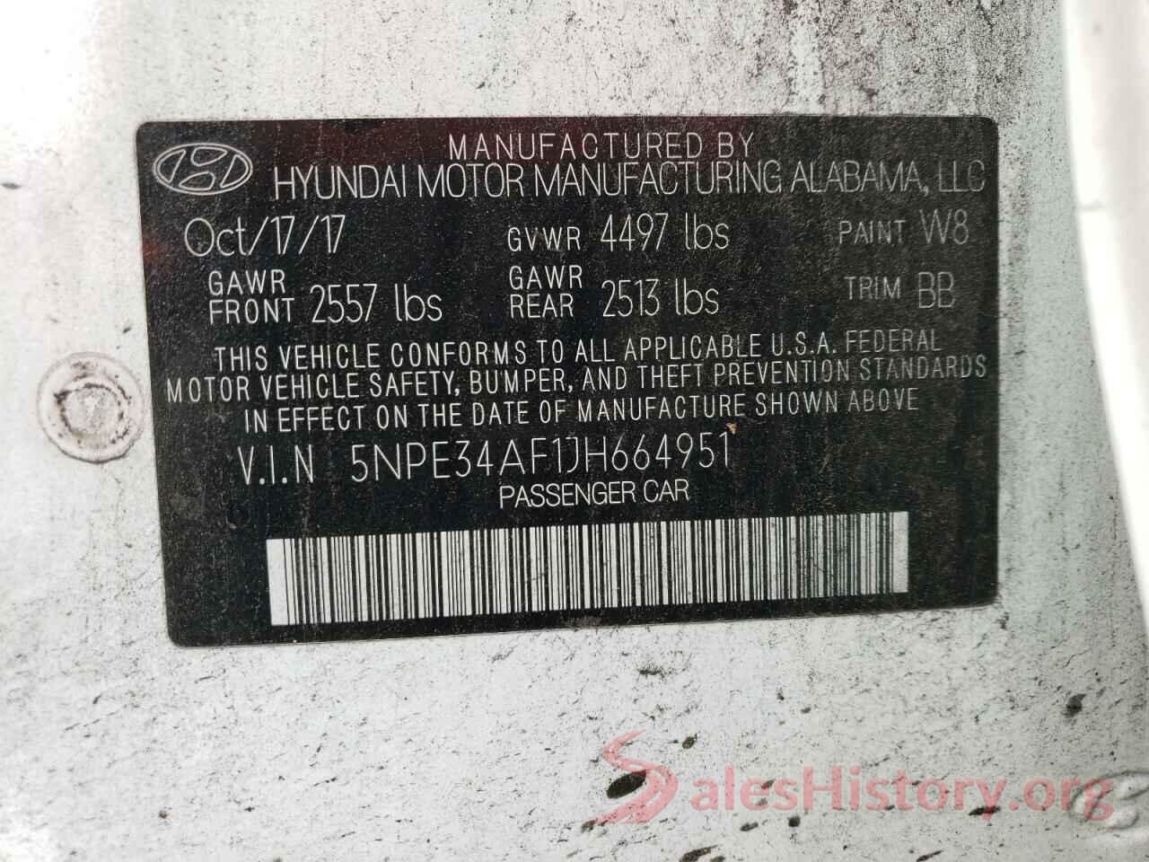 5NPE34AF1JH664951 2018 HYUNDAI SONATA