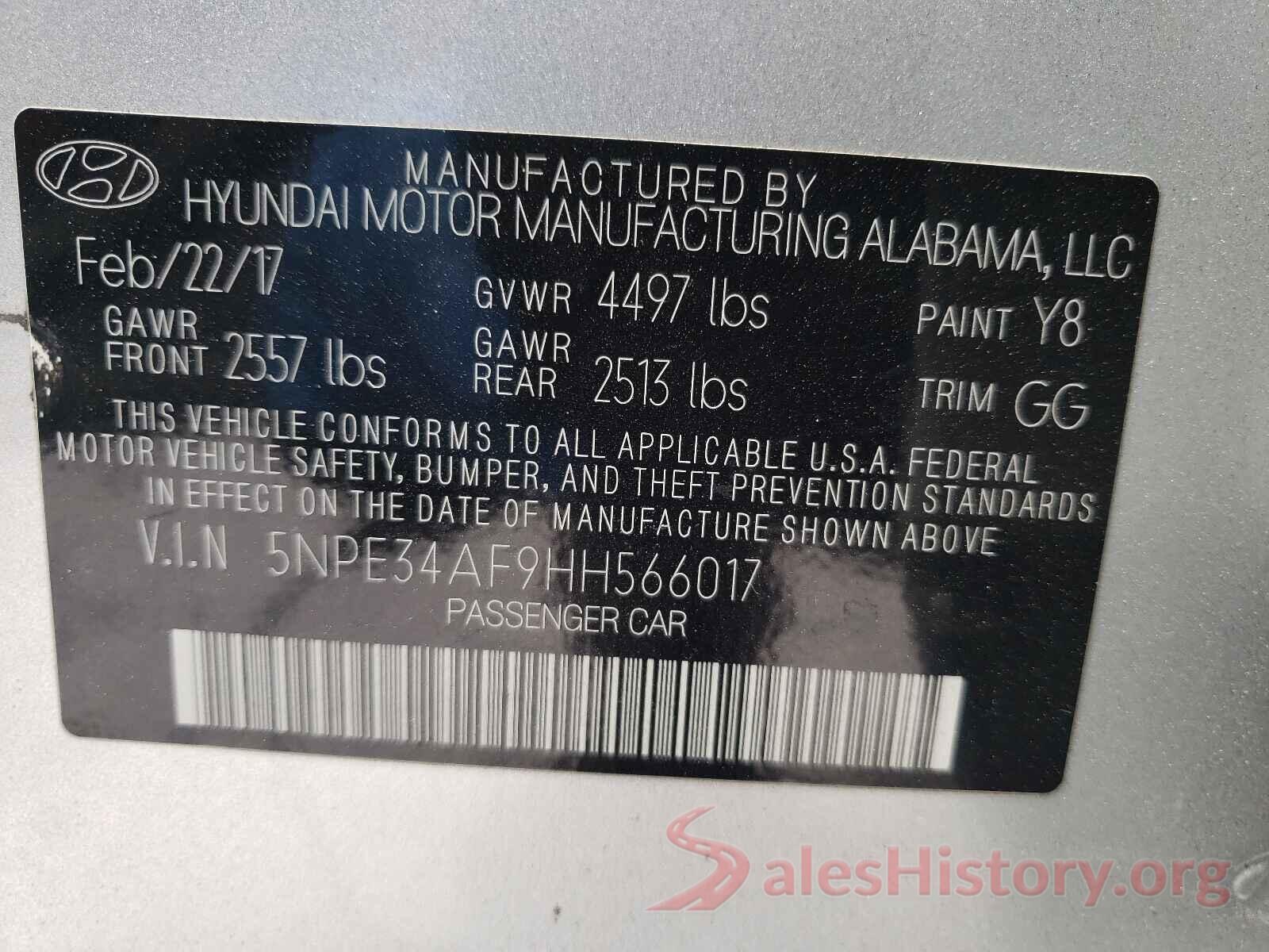 5NPE34AF9HH566017 2017 HYUNDAI SONATA