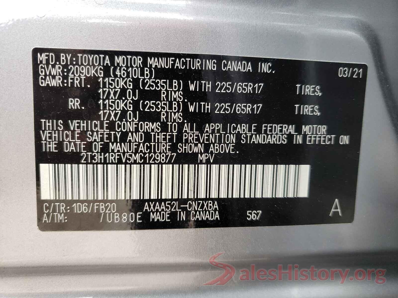 2T3H1RFV5MC129877 2021 TOYOTA RAV4