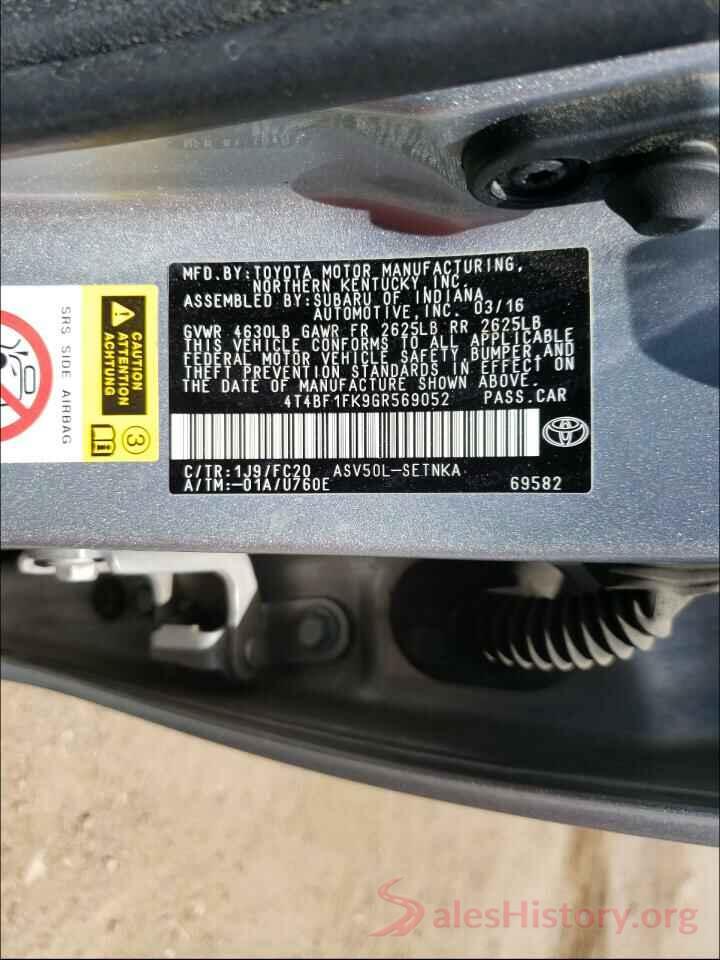 4T4BF1FK9GR569052 2016 TOYOTA CAMRY