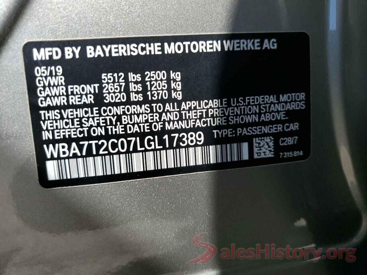 WBA7T2C07LGL17389 2020 BMW 7 SERIES