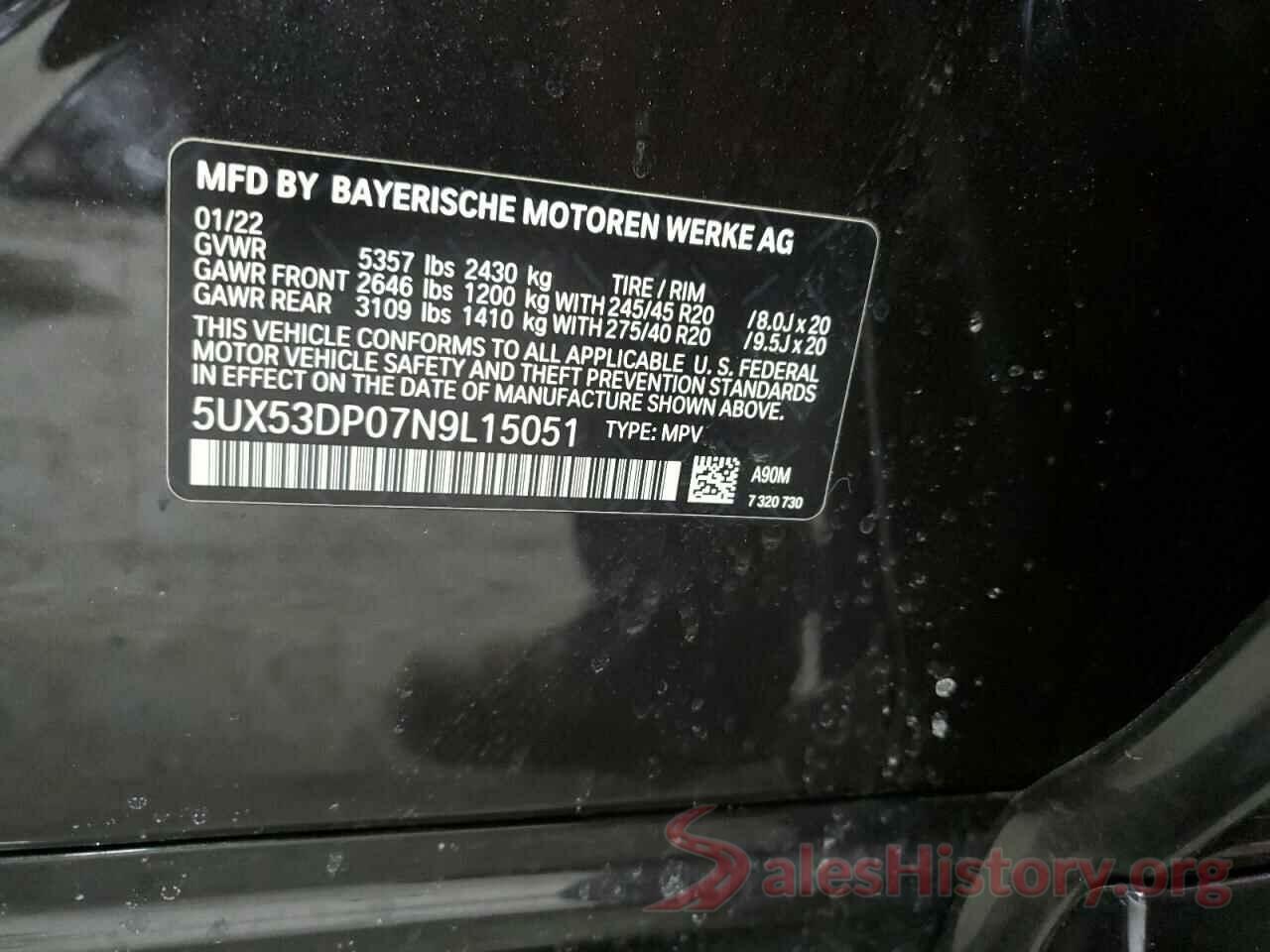 5UX53DP07N9L15051 2022 BMW X3