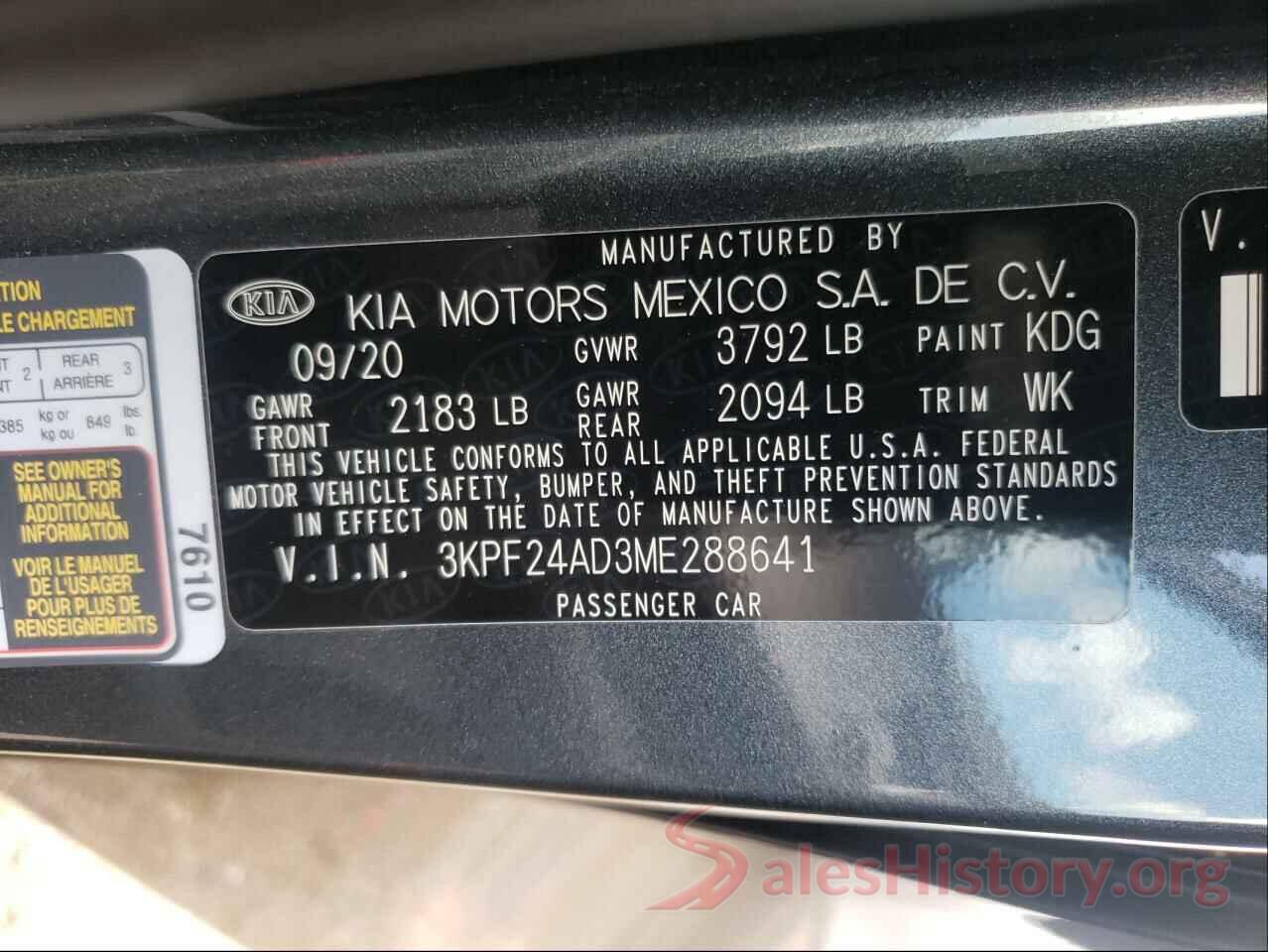 3KPF24AD3ME288641 2021 KIA FORTE