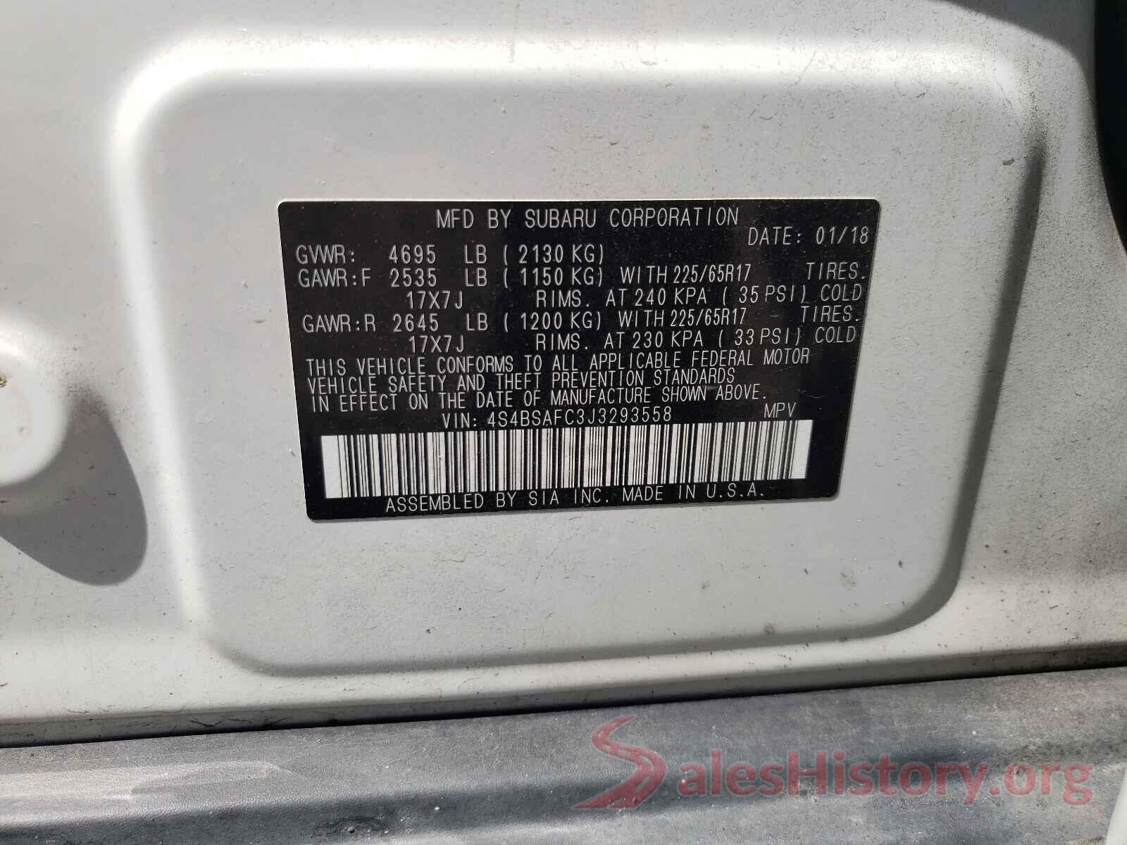 4S4BSAFC3J3293558 2018 SUBARU OUTBACK