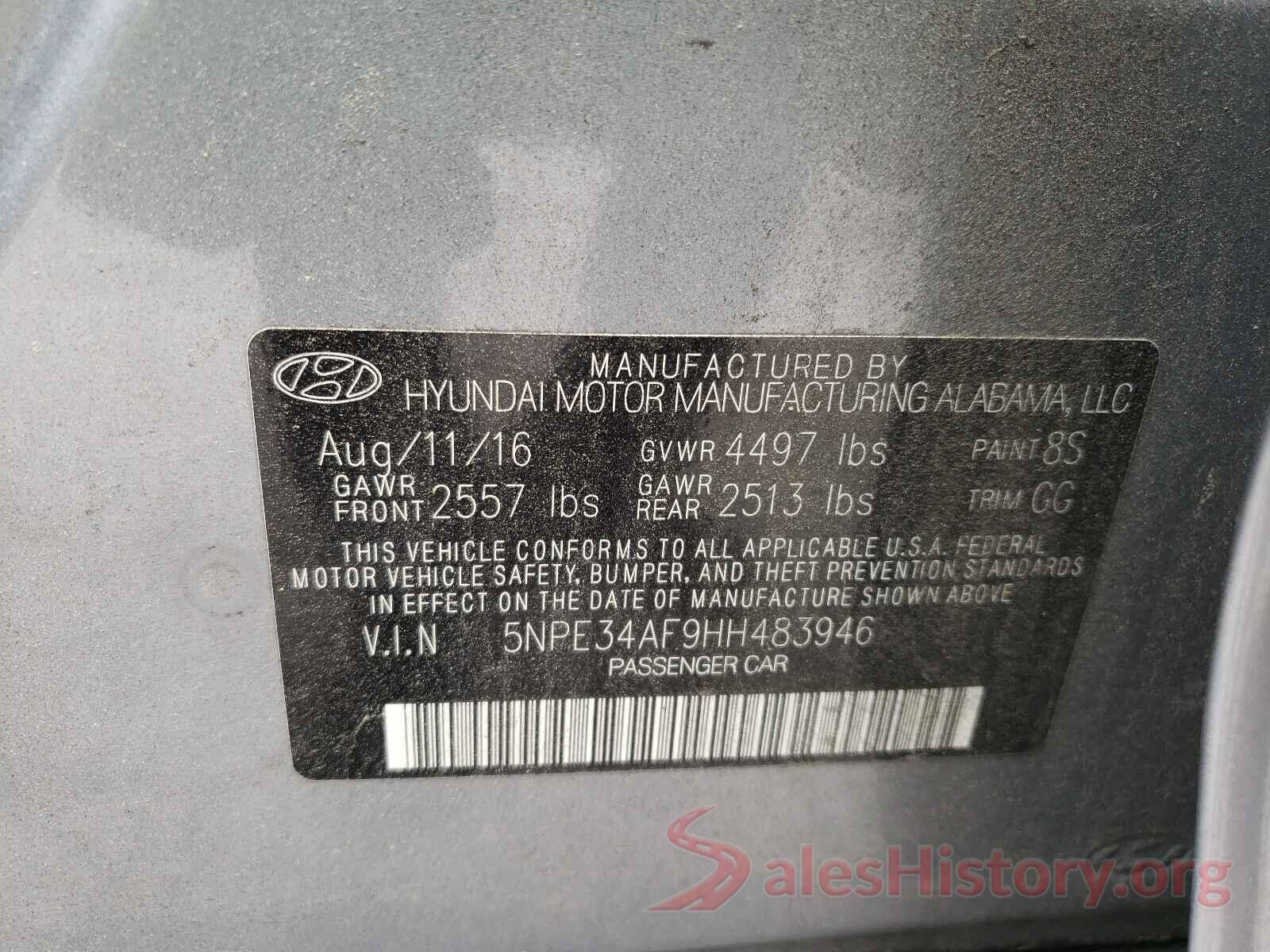 5NPE34AF9HH483946 2017 HYUNDAI SONATA