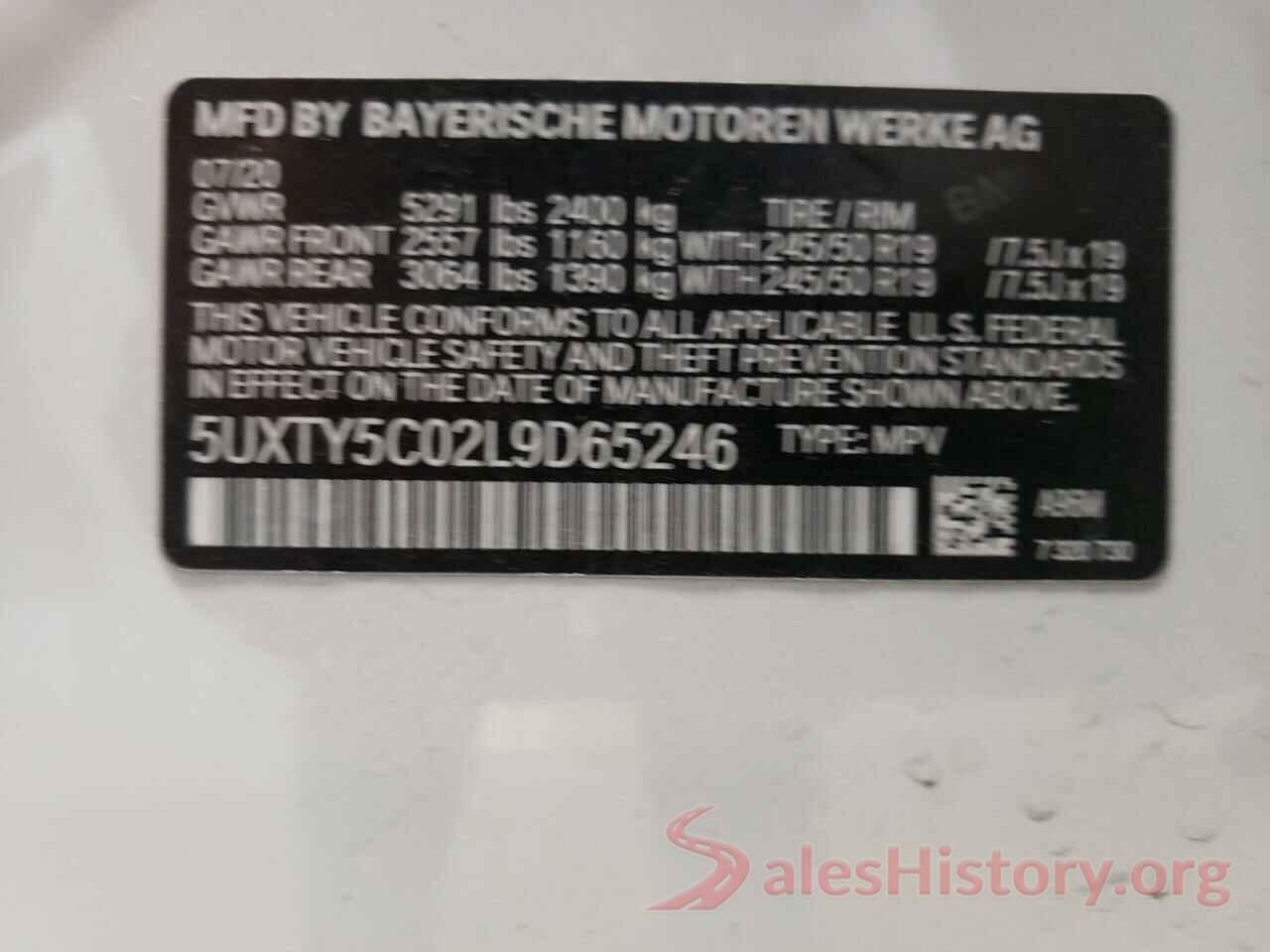 5UXTY5C02L9D65246 2020 BMW X3