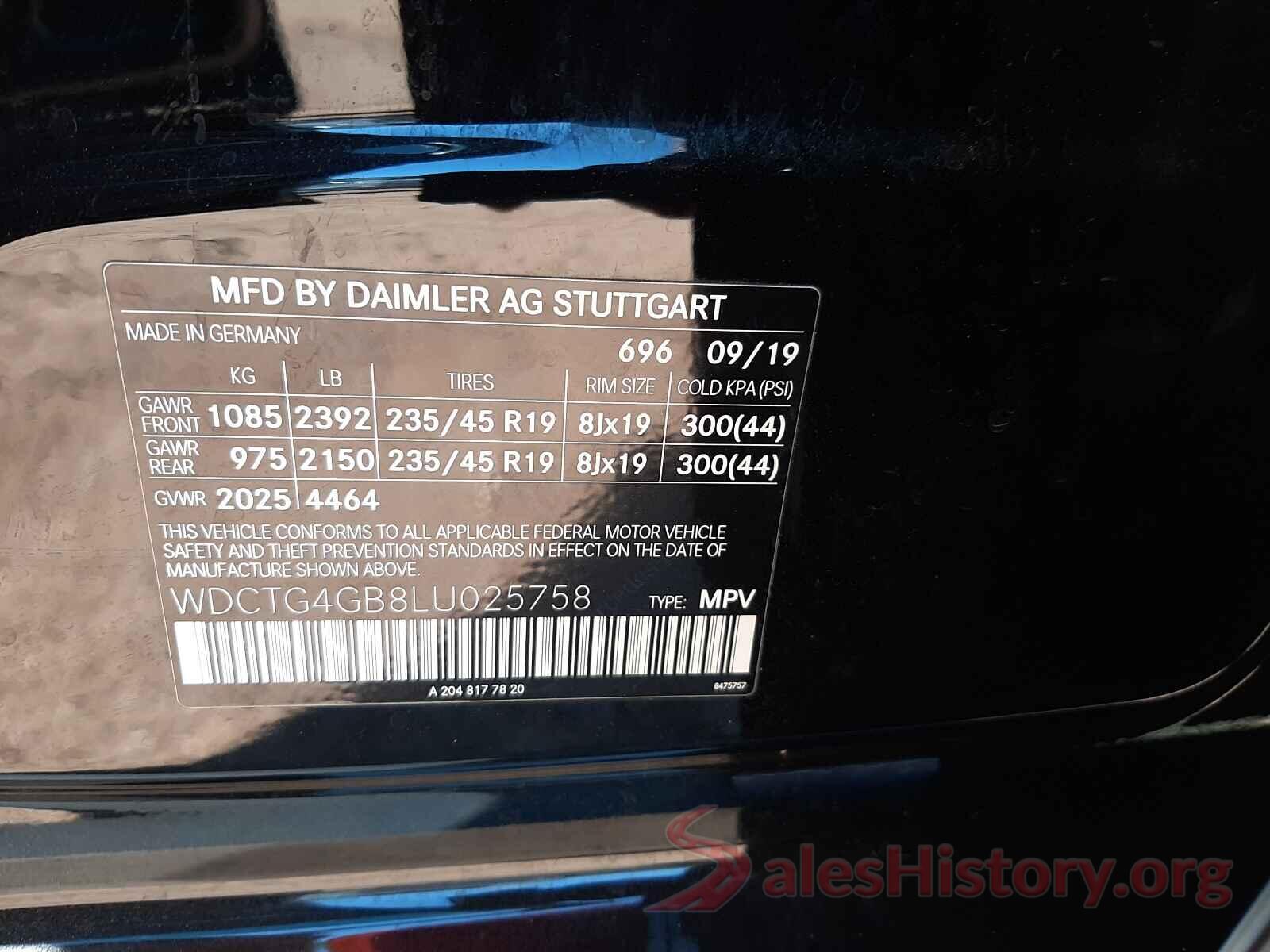 WDCTG4GB8LU025758 2020 MERCEDES-BENZ G CLASS