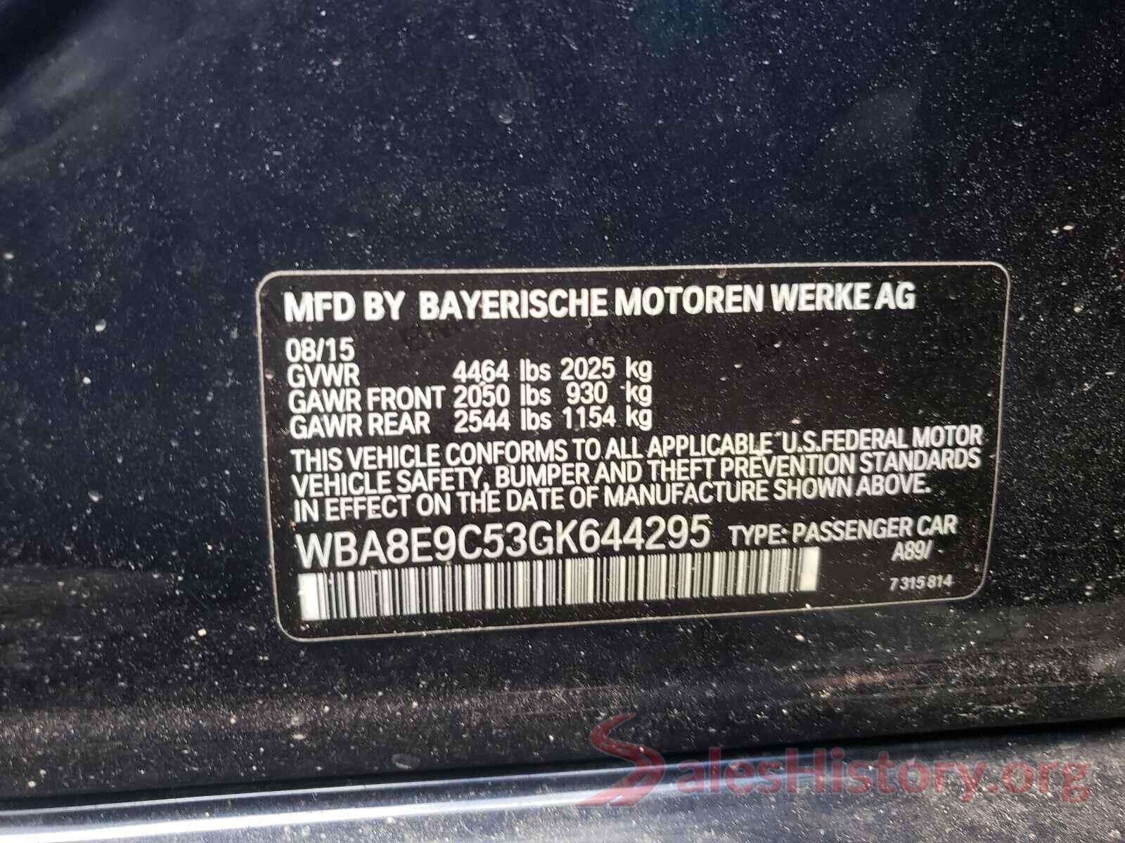 WBA8E9C53GK644295 2016 BMW 3 SERIES