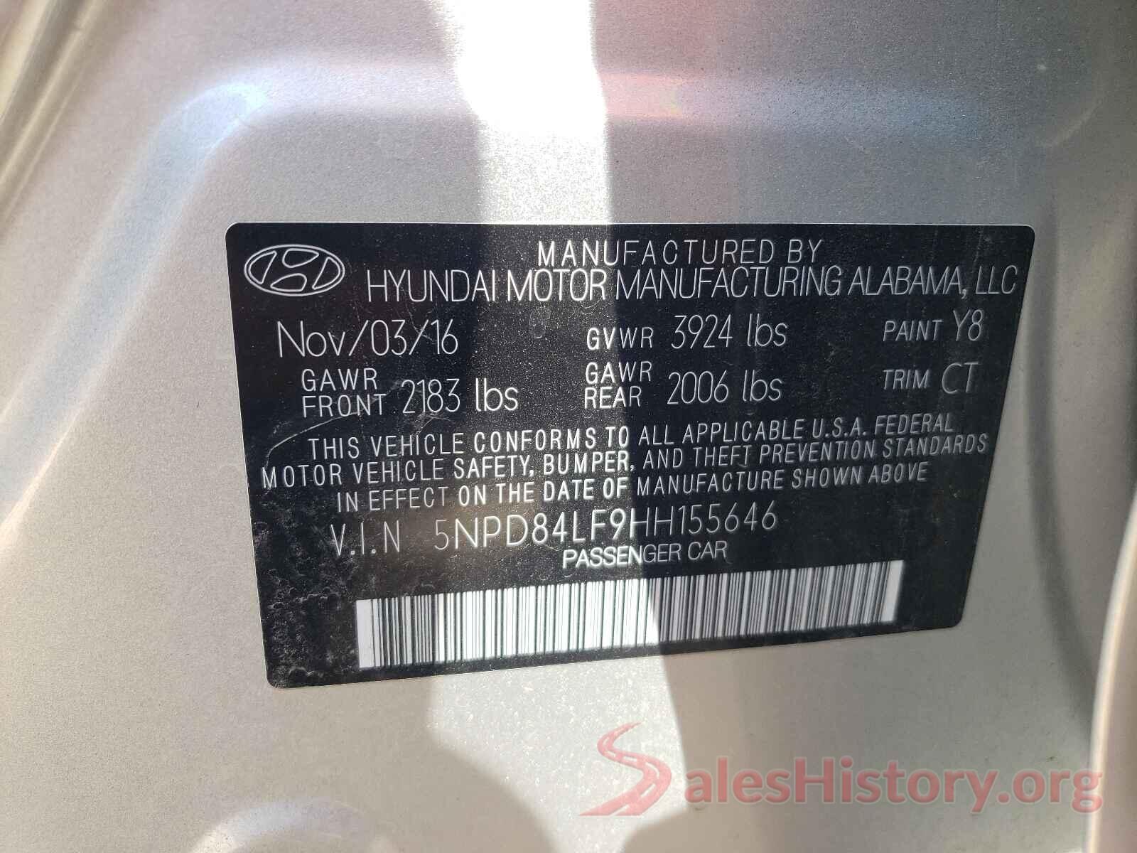 5NPD84LF9HH155646 2017 HYUNDAI ELANTRA