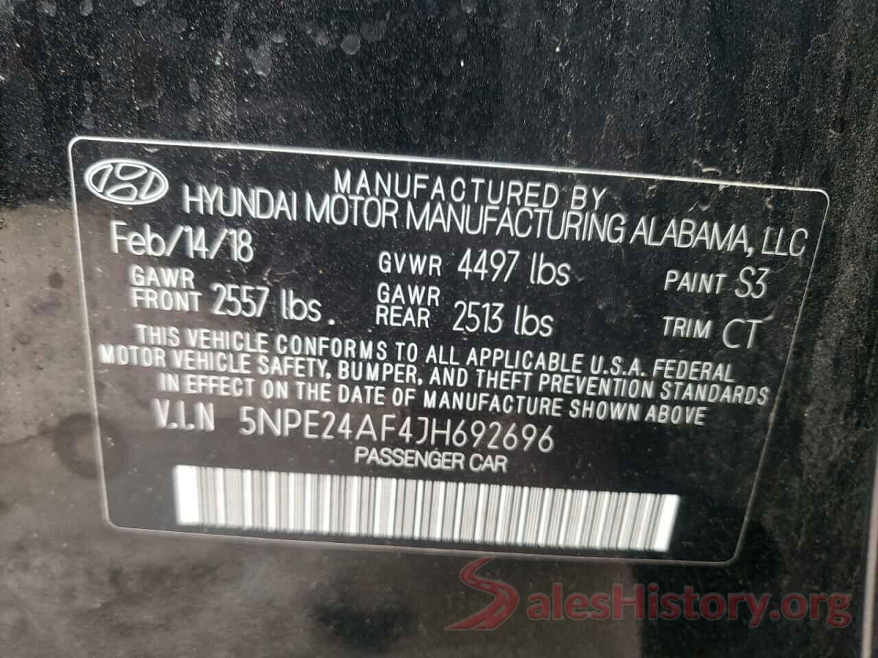 5NPE24AF4JH692696 2018 HYUNDAI SONATA