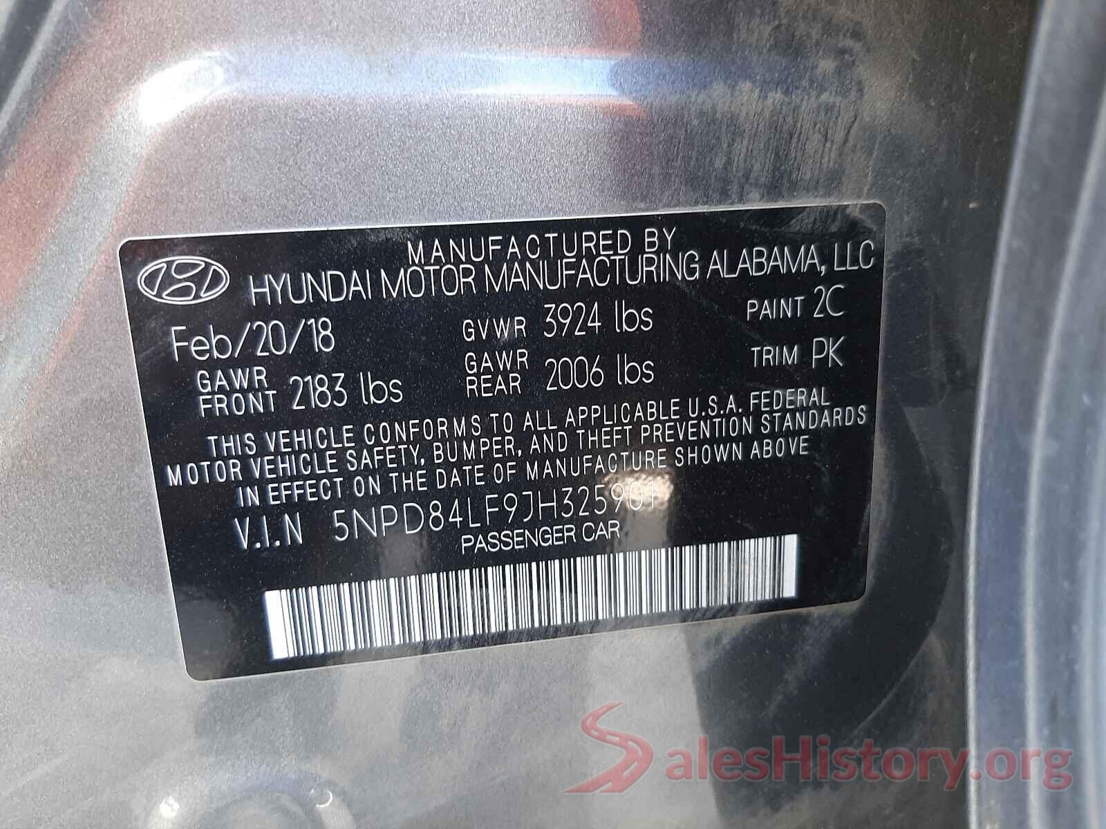 5NPD84LF9JH325901 2018 HYUNDAI ELANTRA