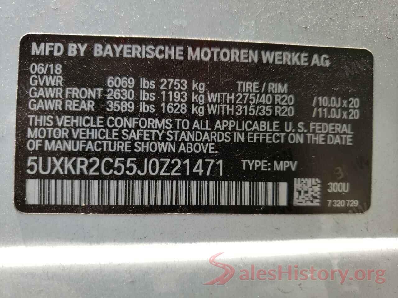 5UXKR2C55J0Z21471 2018 BMW X5