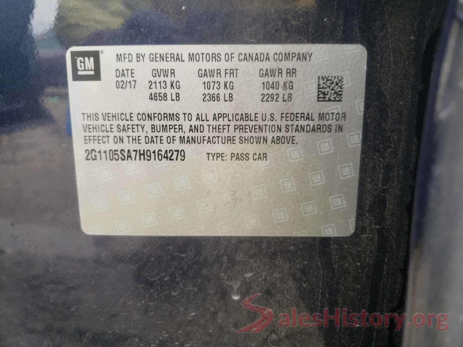 2G1105SA7H9164279 2017 CHEVROLET IMPALA