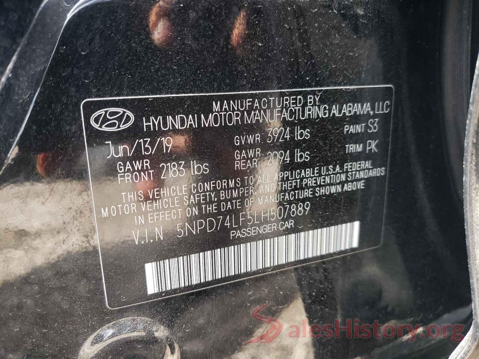 5NPD74LF5LH507889 2020 HYUNDAI ELANTRA