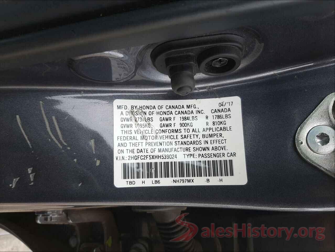 2HGFC2F5XHH539024 2017 HONDA CIVIC