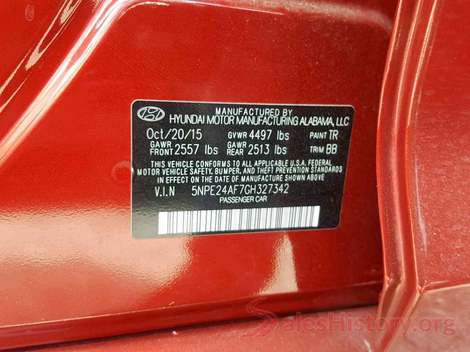 5NPE24AF7GH327342 2016 HYUNDAI SONATA