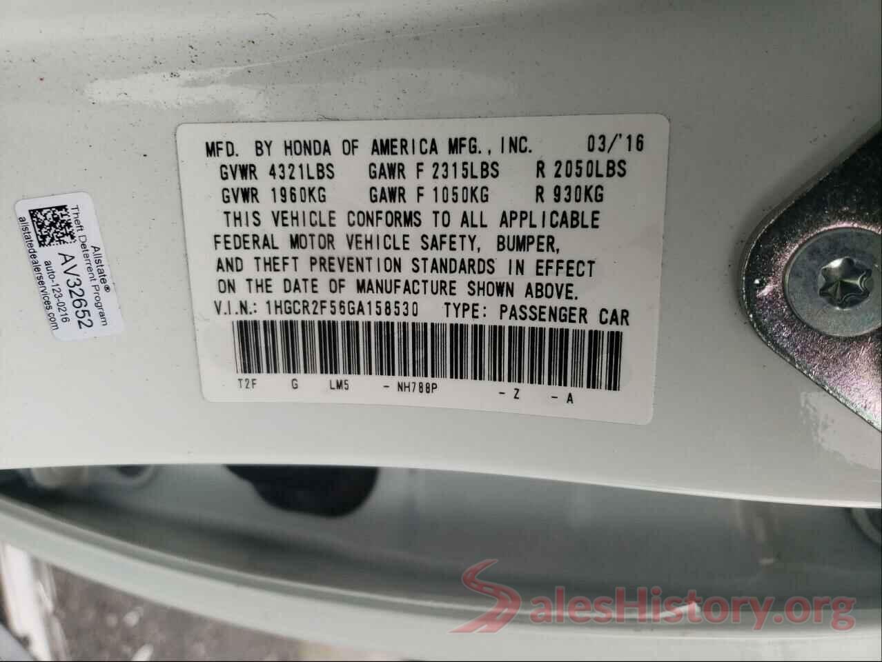 1HGCR2F56GA158530 2016 HONDA ACCORD