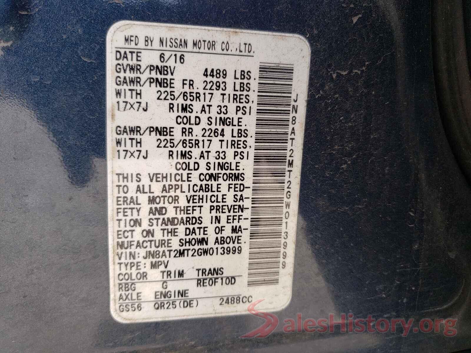 JN8AT2MT2GW013999 2016 NISSAN ROGUE