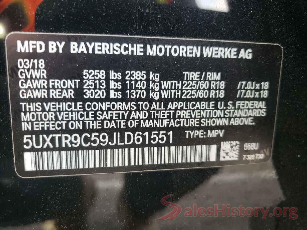 5UXTR9C59JLD61551 2018 BMW X3