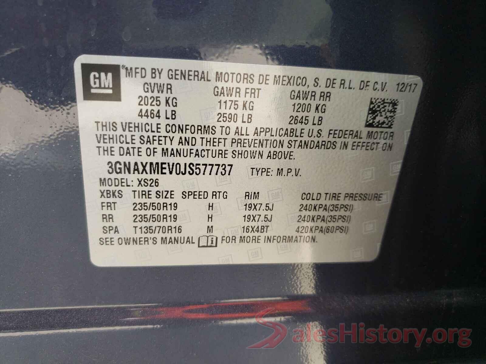 3GNAXMEV0JS577737 2018 CHEVROLET EQUINOX