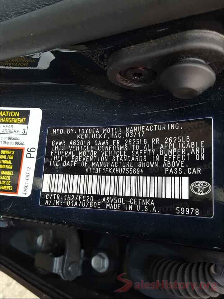 4T1BF1FKXHU755694 2017 TOYOTA CAMRY