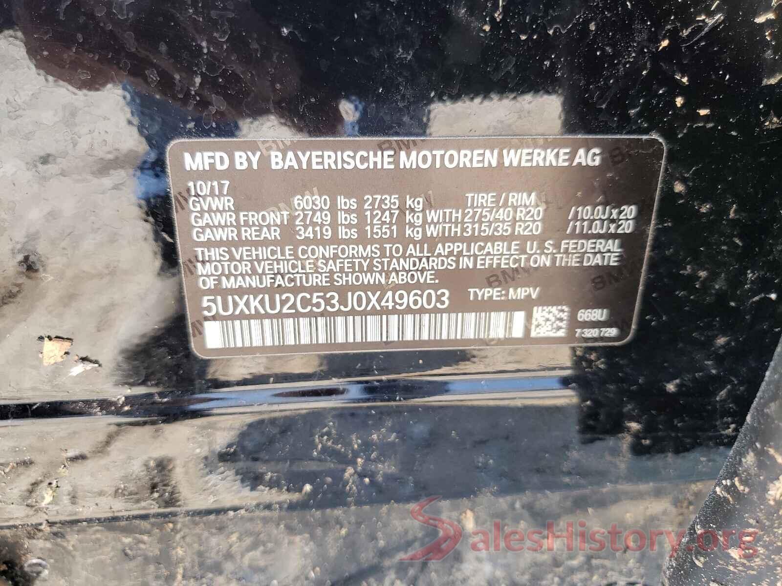 5UXKU2C53J0X49603 2018 BMW X6