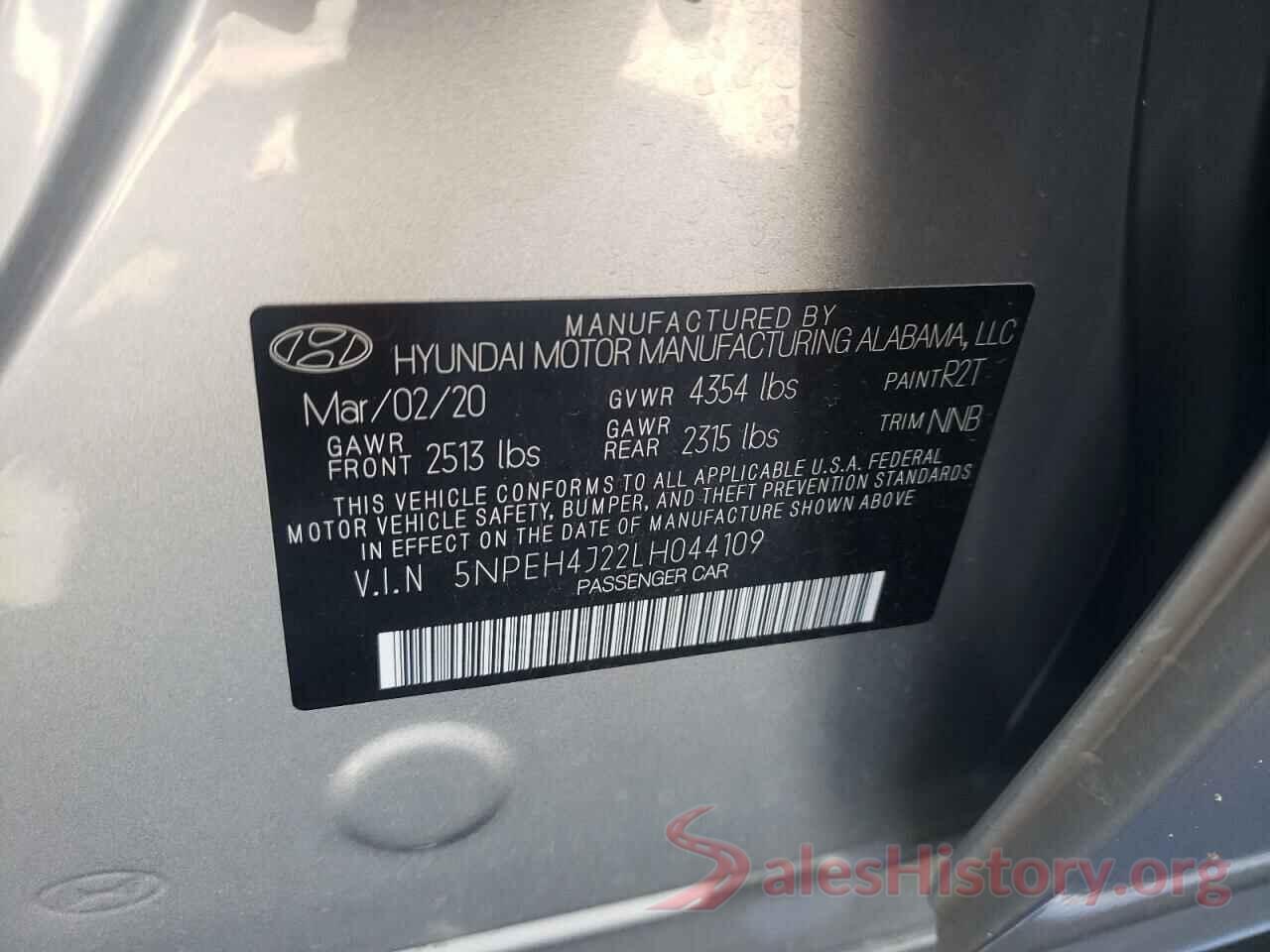 5NPEH4J22LH044109 2020 HYUNDAI SONATA