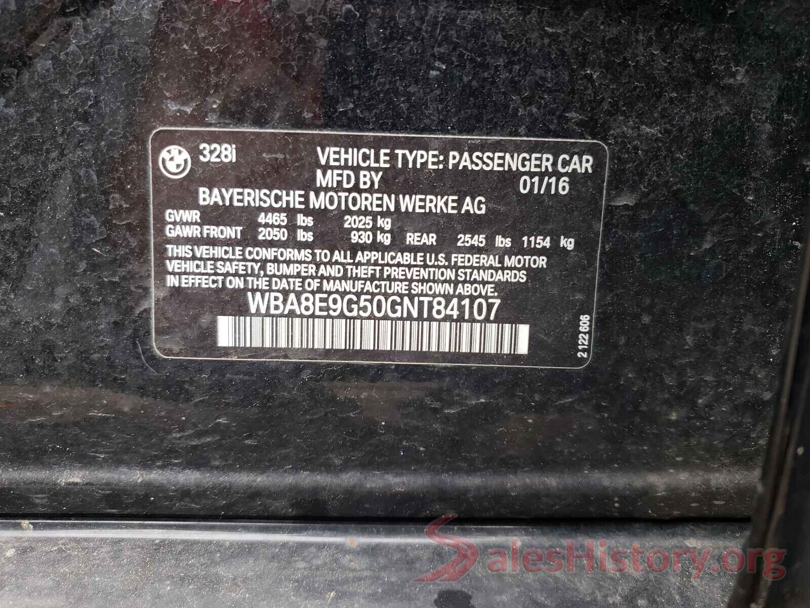 WBA8E9G50GNT84107 2016 BMW 3 SERIES