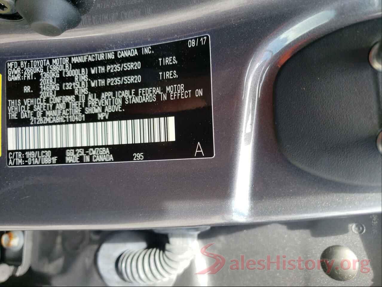 2T2BZMCA8HC110401 2017 LEXUS RX350