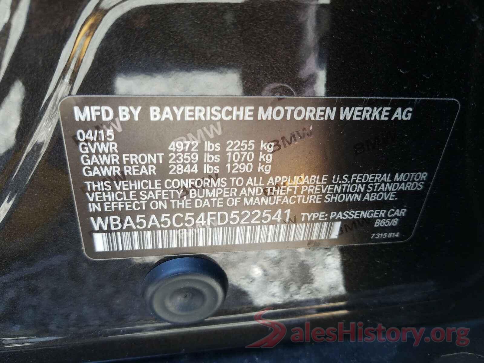 WBA5A5C54FD522541 2015 BMW 5 SERIES