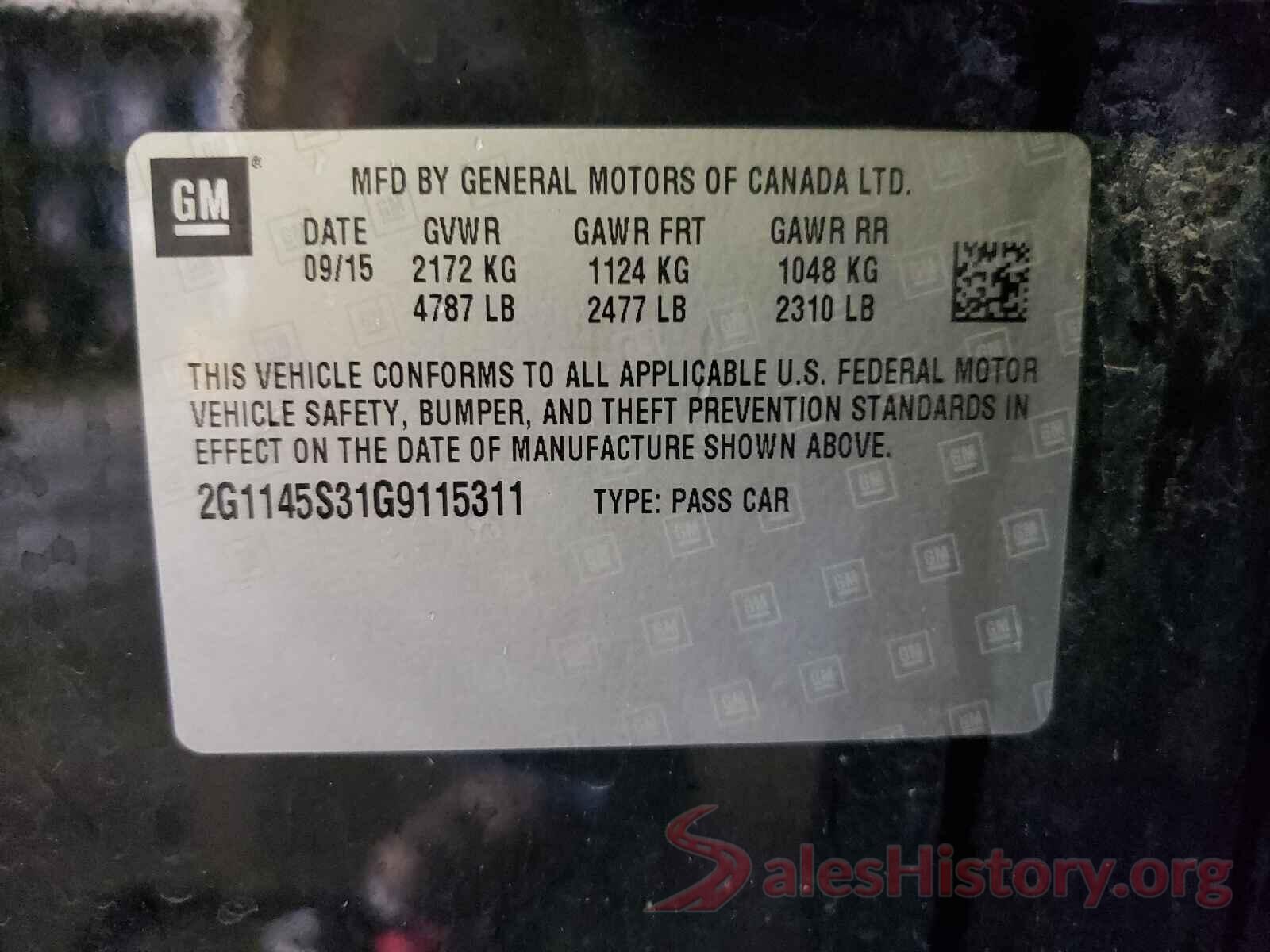 2G1145S31G9115311 2016 CHEVROLET IMPALA