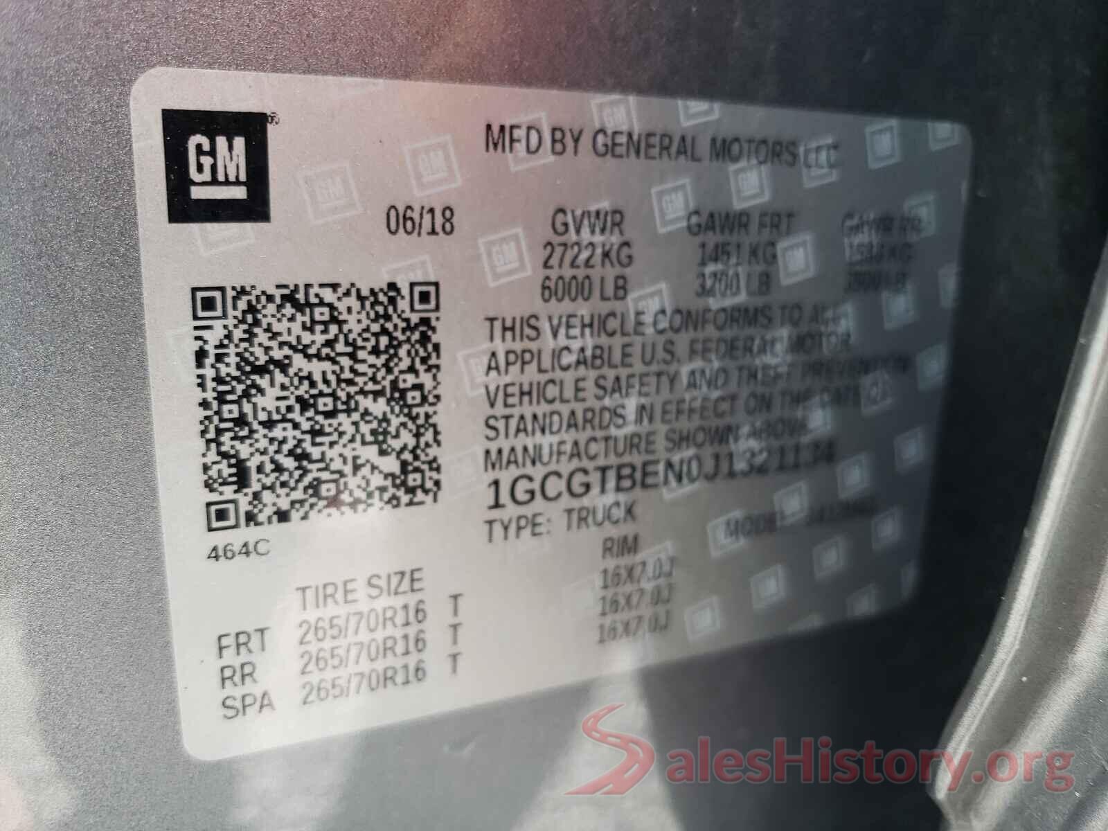 1GCGTBEN0J1321134 2018 CHEVROLET COLORADO