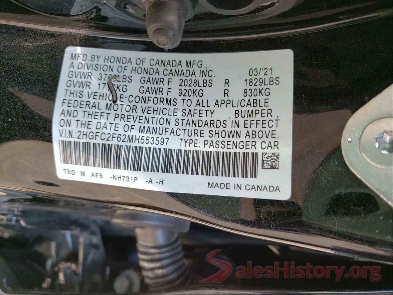 2HGFC2F62MH553597 2021 HONDA CIVIC