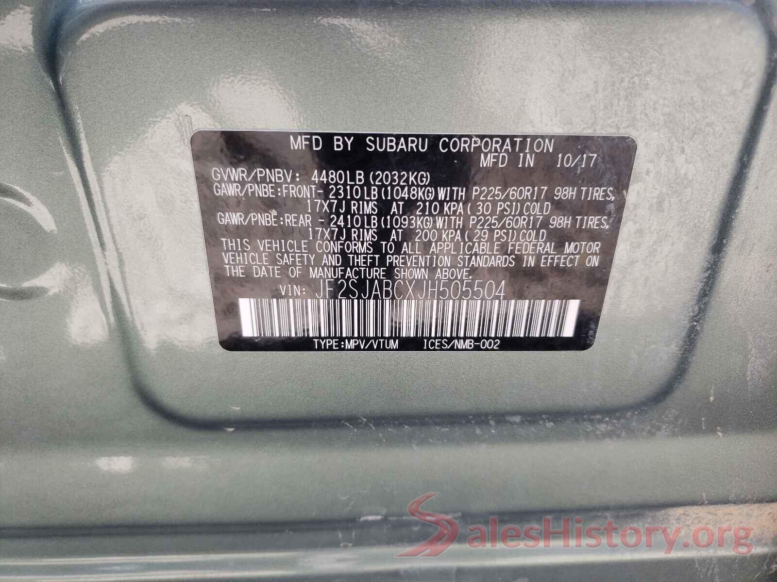 JF2SJABCXJH505504 2018 SUBARU FORESTER