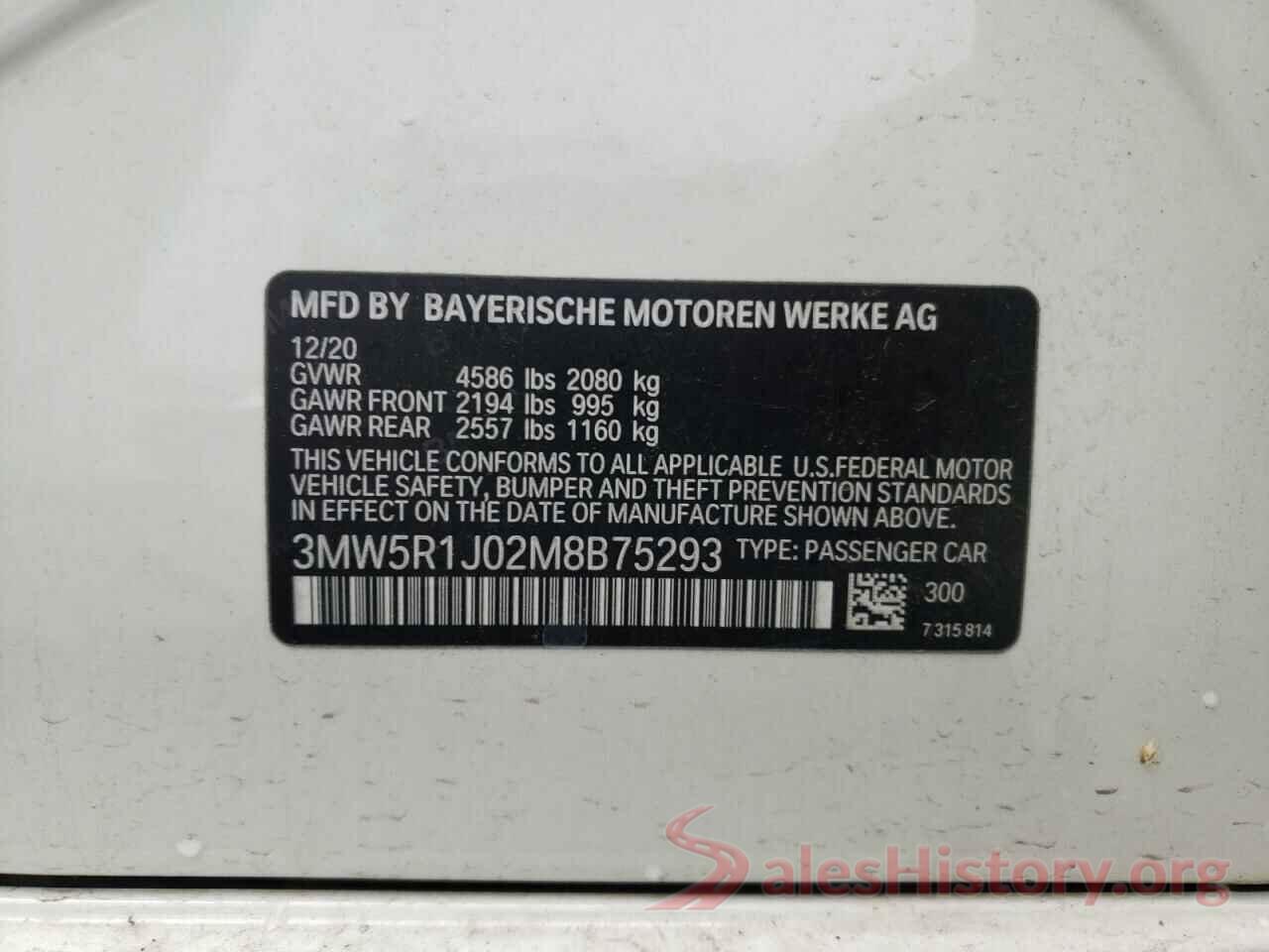 3MW5R1J02M8B75293 2021 BMW 3 SERIES