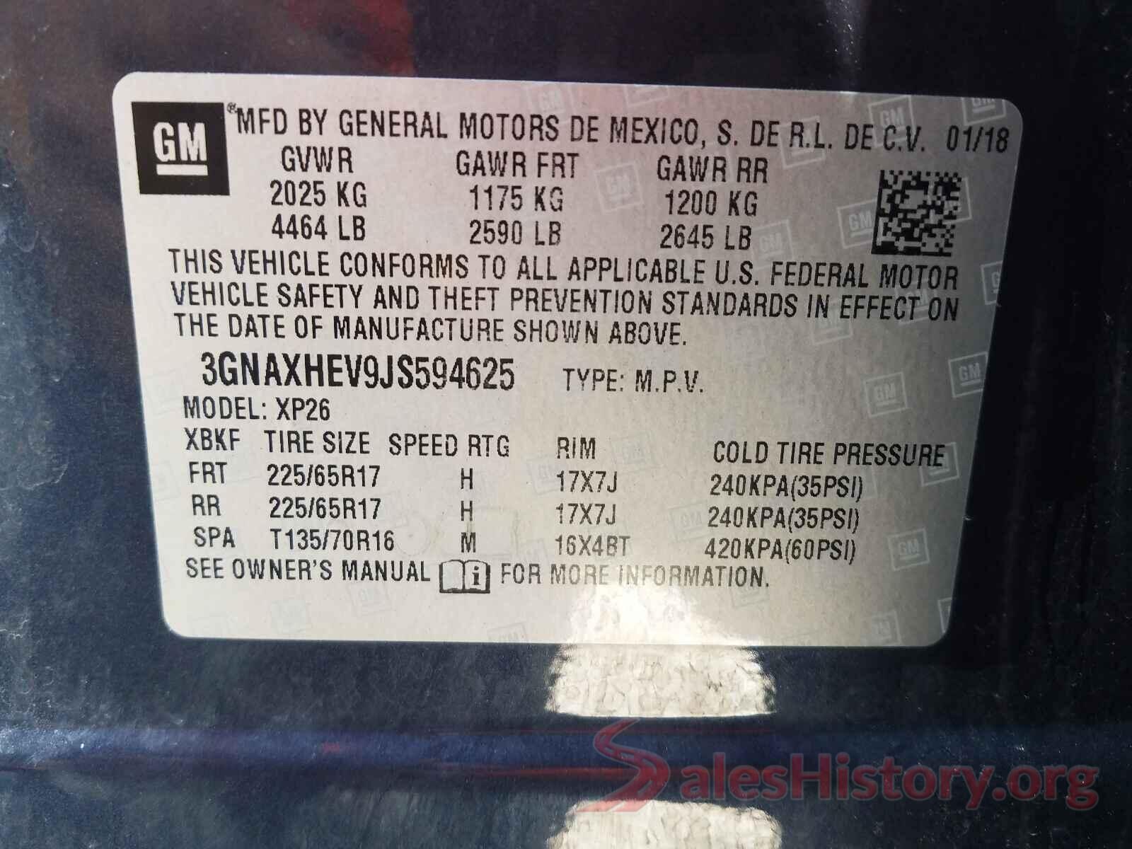 3GNAXHEV9JS594625 2018 CHEVROLET EQUINOX