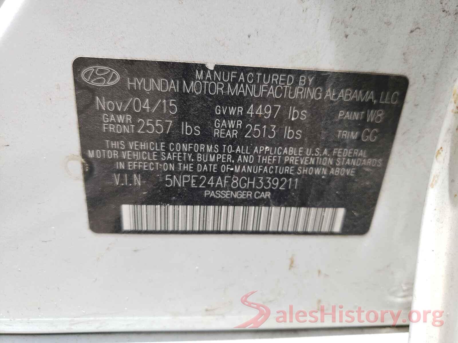 5NPE24AF8GH339211 2016 HYUNDAI SONATA