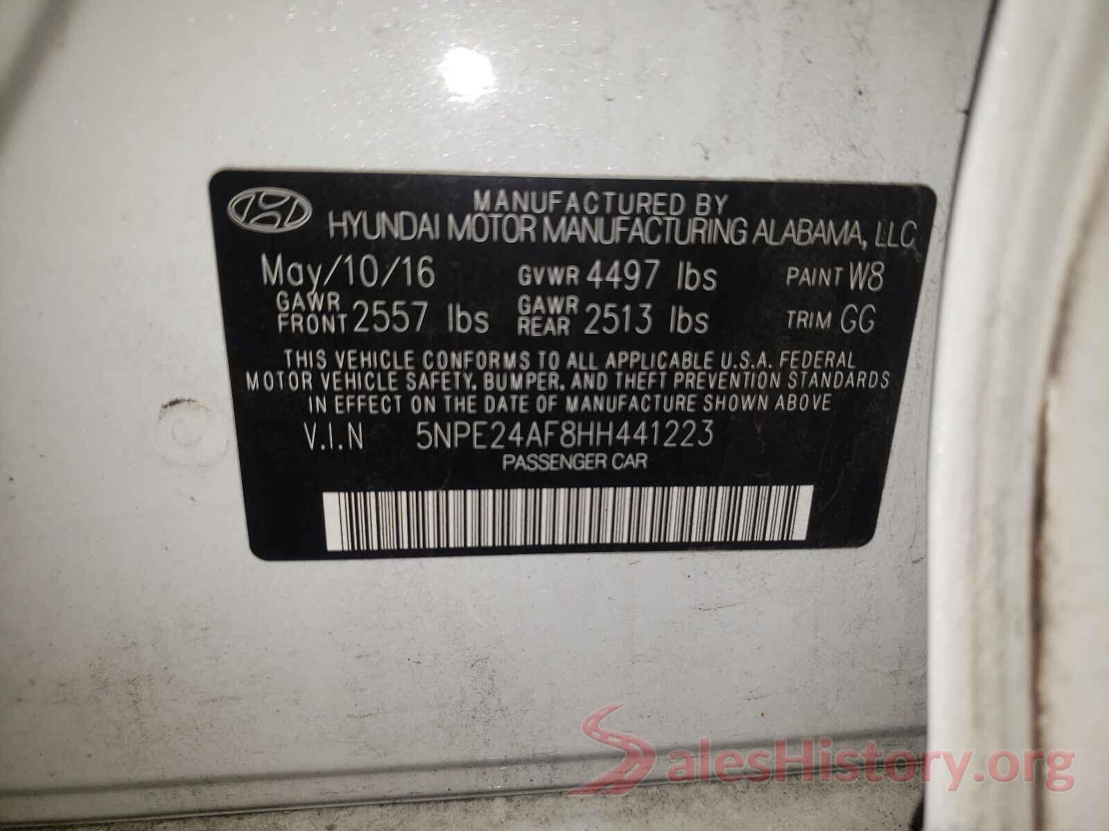 5NPE24AF8HH441223 2017 HYUNDAI SONATA