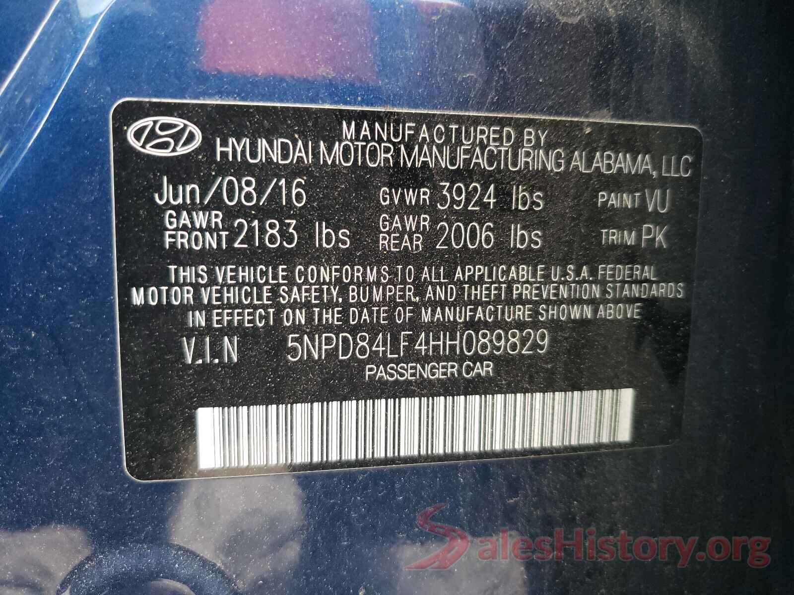 5NPD84LF4HH089829 2017 HYUNDAI ELANTRA