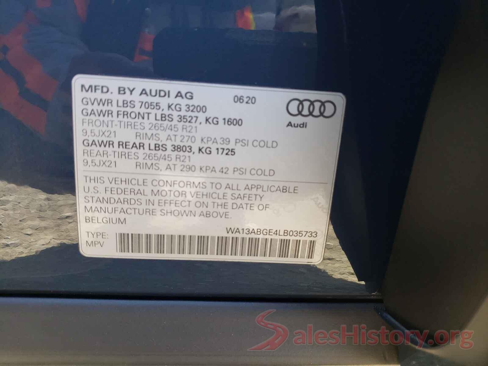 WA13ABGE4LB035733 2020 AUDI A3