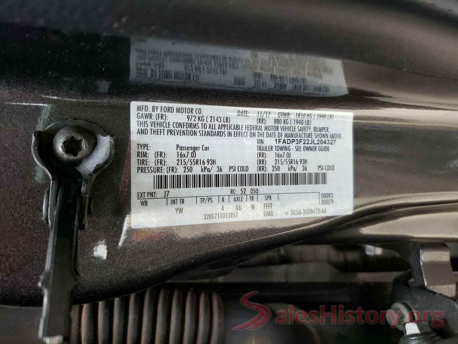 1FADP3F22JL204327 2018 FORD FOCUS