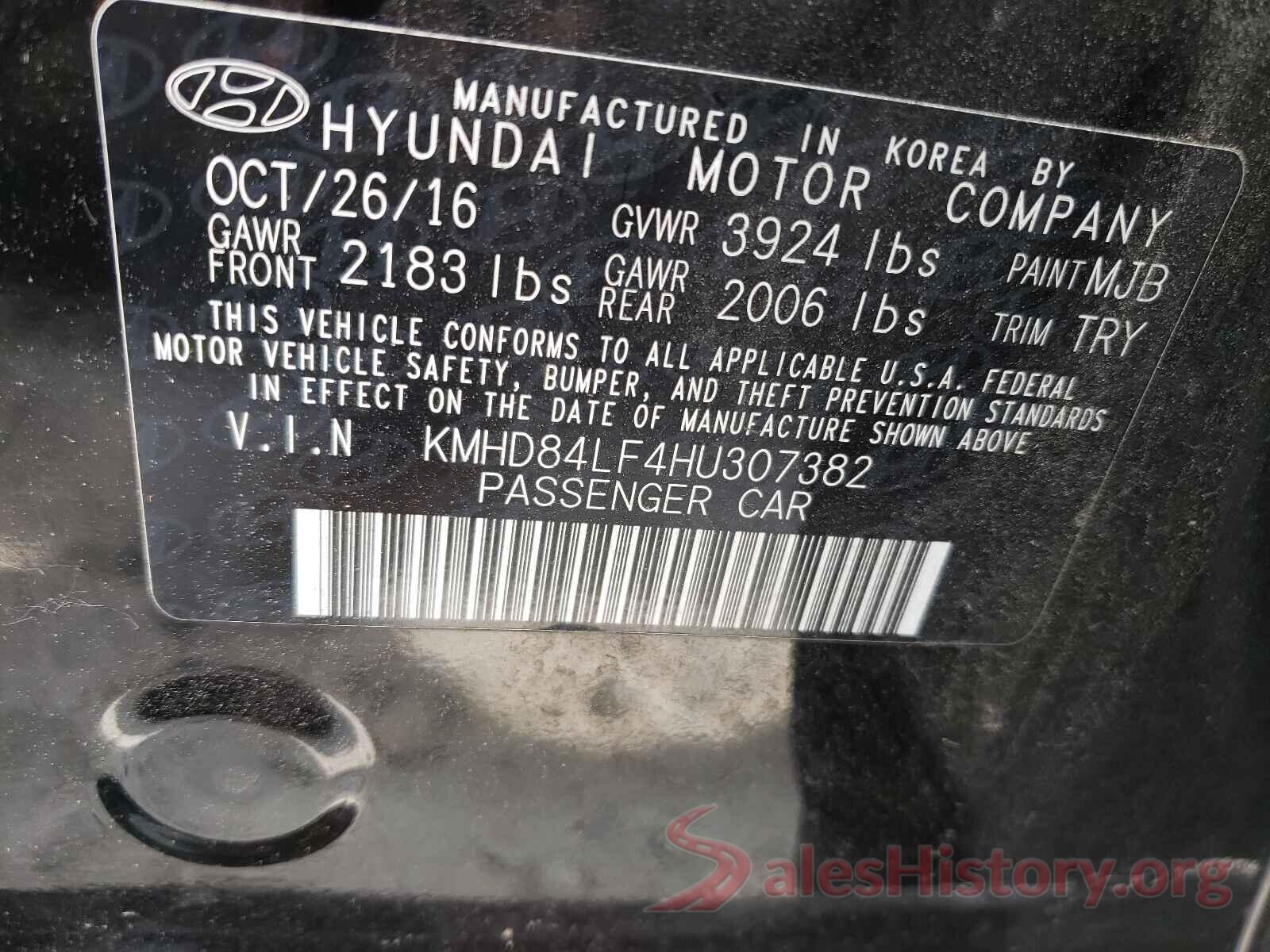 KMHD84LF4HU307382 2017 HYUNDAI ELANTRA