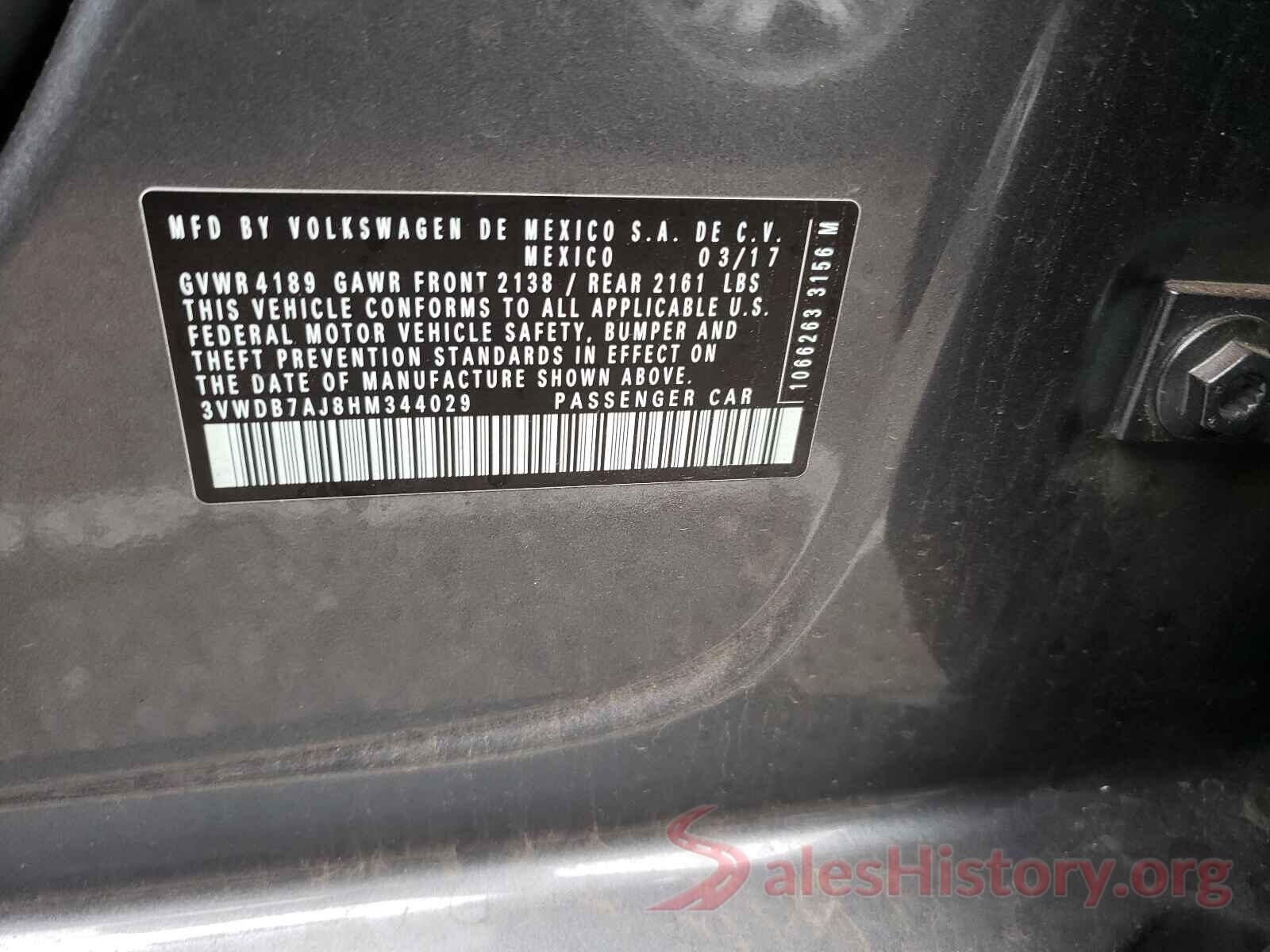 3VWDB7AJ8HM344029 2017 VOLKSWAGEN JETTA