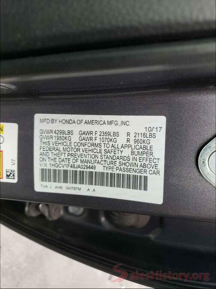 1HGCV1F48JA029449 2018 HONDA ACCORD